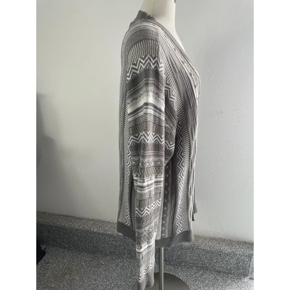 Hollister Sweater Mens XL Gray Geometric Knit V Neck Button Cardigan‎ Oversized